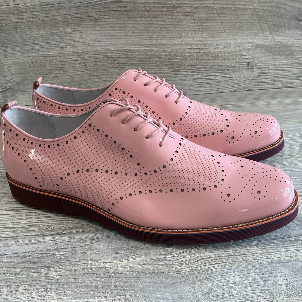 Marc Nolan Oscar Pink Patent Leather Wholecut Brogue Sneakers Men's Size 16